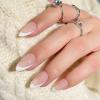 BTArtbox Press On Nails Short - Almond French Tip Press On Nails with Glue for Women, Soft Gel Glue On Nails in 16 Sizes - 32 Stick On Nails Kit, White French view 2