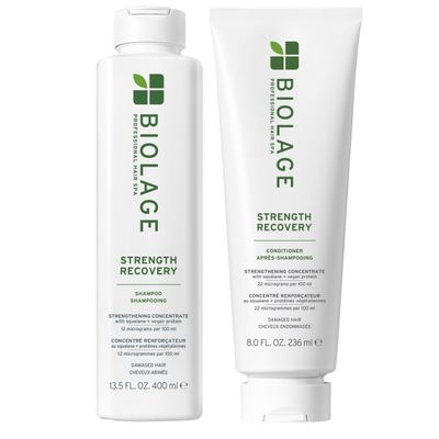 Biolage Strength Recovery Shampoo & Conditioner Set | Gently Cleanses & Reduces Breakage | For All Damaged & Sensitized Hair Types | Vegan | Cruelty-Free