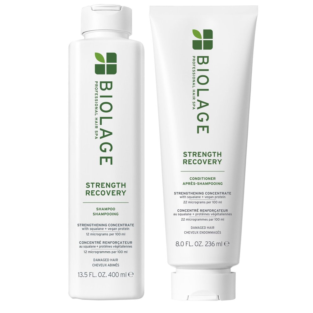 Biolage Strength Recovery Shampoo & Conditioner Set | Gently Cleanses & Reduces Breakage | For All Damaged & Sensitized Hair Types | Vegan | Cruelty-Free