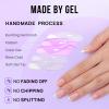 BTArtbox French Tip Press On Nails - White Press On Nails Almond, Short Fake Nails with Nail Glue, Fit Perfectly & Natural Reusable Stick on Nails in 16 Sizes, Mermaid view 4