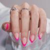 French Tip Press On Nails Almond - BTArtbox Hot Pink Short Stick On Nails for Women, Glue On Nails with Nail Glue in 16 Sizes - 32 Soft Gel Fake Nails Kit, Berry French view 2