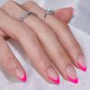 French Tip Press On Nails Almond - BTArtbox Hot Pink Short Stick On Nails for Women, Glue On Nails with Nail Glue in 16 Sizes - 32 Soft Gel Fake Nails Kit, Berry French view 3