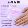BTArtbox Press On Nails Almond - Medium Soft Gel Chrome Nails, Glue On Nails with Nail Glue, Reusable Stick On Nails in 15 Sizes - 30 Soft Gel Fake Nails Kit, Nuts Glazed view 4