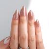 BTArtbox Press On Nails Almond - Fall Press on Nails Meidum Chrome Nails, Light Weight & Fit Perfectly, Fake Nail with Nail Glue, Brown Glue On Nails in 15 Sizes, Chocolate Glazed view 2