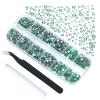 4240Pcs Light Green AB Flatback Rhinestones 6 Sizes Crystal Diamonds for Nail Art Crafts Clothes Shoes with Tweezers and Picking Pen view 1