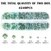 4240Pcs Light Green AB Flatback Rhinestones 6 Sizes Crystal Diamonds for Nail Art Crafts Clothes Shoes with Tweezers and Picking Pen view 3