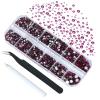 4240Pcs Fuchsia Flatback Rhinestones 6 Sizes Crystal Diamonds for Nail Art Crafts Clothes Shoes with Tweezers and Picking Pen view 1