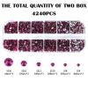 4240Pcs Fuchsia Flatback Rhinestones 6 Sizes Crystal Diamonds for Nail Art Crafts Clothes Shoes with Tweezers and Picking Pen view 4
