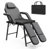 Paddie Portable Tattoo Chair Adjustable Split Legs for Client, Mobile Massage Table Foldable with Storage Bag, Black view 1