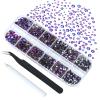 4240Pcs Purple Velvet Flatback Rhinestones 6 Sizes Crystal Diamonds for Nail Art Crafts Clothes Shoes with Tweezers and Picking Pen view 1