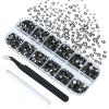 4240Pcs Black Diamond Flatback Rhinestones 6 Sizes Crystal Diamonds for Nail Art Crafts Clothes Shoes with Tweezers and Picking Pen view 1