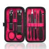 HANTEKAS Manicure Set 9 in 1 Stainless Steel, Nail Clippers Scissors Pedicure Tools Kit - Portable Travel Grooming Kit for Men and Women with Leather Case (Red-BIG Nail Clipper) view 1
