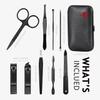 HANTEKAS Manicure Set 9 in 1 Stainless Steel, Nail Clippers Scissors Pedicure Tools Kit - Portable Travel Grooming Kit for Men and Women with Leather Case (Red-BIG Nail Clipper) view 2