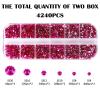 4240Pcs Peach Flatback Rhinestones 6 Sizes Crystal Diamonds for Nail Art Crafts Clothes Shoes with Tweezers and Picking Pen view 4