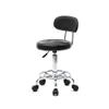 9zH&K PU Leather Black Round Rolling Stool with Foot Rest and Back Rest, 18.9-22.83 Height Adjustable Swivel Spa Drafting Salon Tattoo Work Massage Stools Task Chair Pedicure Stool with 5 Wheels view 1