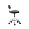 9zH&K PU Leather Black Round Rolling Stool with Foot Rest and Back Rest, 18.9-22.83 Height Adjustable Swivel Spa Drafting Salon Tattoo Work Massage Stools Task Chair Pedicure Stool with 5 Wheels view 3