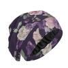 ElliTarr Satin Bonnet Lined Sleep Cap Hair Wrap Cover Slouchy Beanie for Curly Hair Protection for Gifts for Men Women Purple Floral view 1