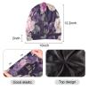 ElliTarr Satin Bonnet Lined Sleep Cap Hair Wrap Cover Slouchy Beanie for Curly Hair Protection for Gifts for Men Women Purple Floral view 2