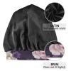 ElliTarr Satin Bonnet Lined Sleep Cap Hair Wrap Cover Slouchy Beanie for Curly Hair Protection for Gifts for Men Women Purple Floral view 3