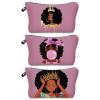 African American Makeup Bag for Purse 3 Pack Afro Black Cosmetic Bags for Women Inspirational Gift Small Funny Cosmetics Pouch Travel Bag Cases for Toiletries Accessories Organizer Bulk view 1