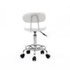 9zH&K PU Leather White Round Rolling Stool with Foot Rest and Back Rest, 18.9-22.83 Height Adjustable Swivel Spa Drafting Salon Tattoo Work Massage Stools Task Chair Pedicure Stool with 5 Wheels view 4