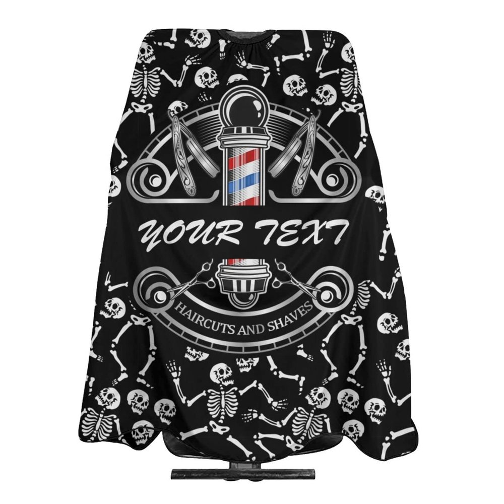 Custom Barber Cape Hairdresser Cape, Add Your Text Personalized Skull Salon Haircut Salon Cape for Men, Customized Hair Cutting Cape for Home Salon Barbershop