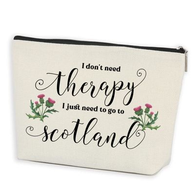 Azteoiz Dragonfly Scottish James Fraser Loves I Don't Need Therapy I Just Need to Go to Scotland Makeup Bag Out-lander Fans Gift for Women Birthday Friends