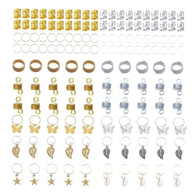 140x Hair Braiding Beads,Hoops, Accessories Classic Hair Braid Rings Cuffs Set for Bracelet Hair Decorations