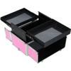 Professional Aluminum Makeup Train Case  Lockable Cosmetic Organizer with 2 Extendable Trays & Deep Bottom Storage. Portable Hard Shell Travel Storage for Nail Art & Jewelry. Ribbed Pink view 4