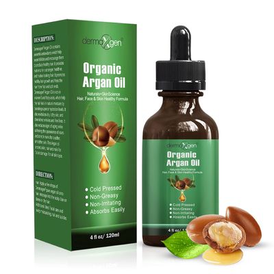 DERMAXGEN Argan Oil -100% Organic & Cold Pressed Moroccan Oil - Anti-Aging Moisturizing Treatment for Face, Hair, Skin & Nails, Acne Scars, Anti-Wrinkle. (4 FL OZ)