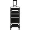 Ver Beauty 7 in 1 Professional Aluminum Interchangeable Rolling Makeup Train Case with Extra Lid, Black view 2
