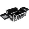 Ver Beauty 7 in 1 Professional Aluminum Interchangeable Rolling Makeup Train Case with Extra Lid, Black view 4