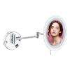 HUHJYUGE Wall Mounted Makeup Mirror 3X Magnification with Light, 9 Inch Round Single Side Vanity Mirror, Retractable Rotation Cosmetic Mirror for Bathroom, Shaving Mirror (Charging 3X) view 1