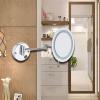 HUHJYUGE Wall Mounted Makeup Mirror 3X Magnification with Light, 9 Inch Round Single Side Vanity Mirror, Retractable Rotation Cosmetic Mirror for Bathroom, Shaving Mirror (Charging 3X) view 2