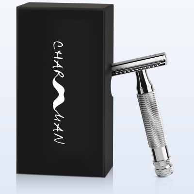 CHARMMAN Classic Double Edge Safety Shaving Razor, Pure Copper Handle,1 Razor + 10 pcs Super Stainless Steel Blades