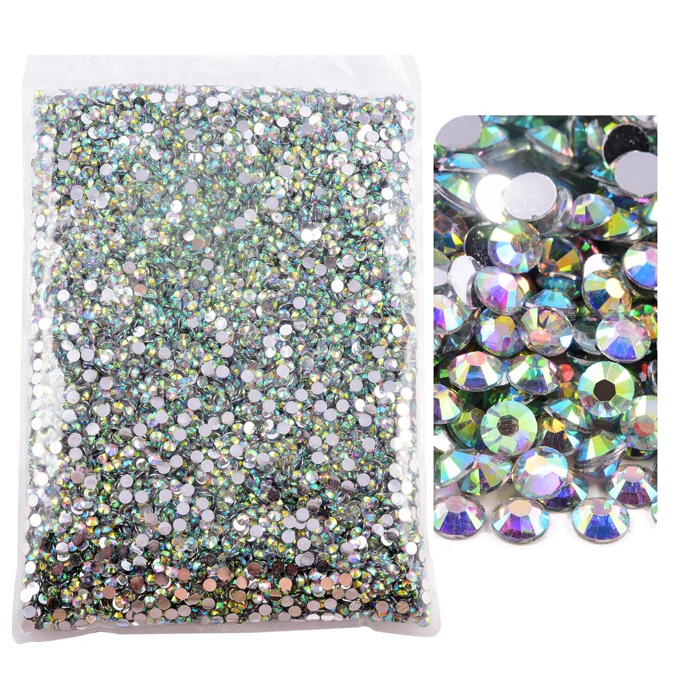 Blinginbox 15000pcs Flatback Rhinestones,Resin Non Hotfix Rhinestones Large Quantity Wholesale for Crafts DIY Creative Design,Clothes,Makeup,Nail Art (5mm=0.2", Crystal AB)