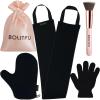 4 Pack Self Tanning Mitt Applicator Kit, with Self Tanner Mitt, Self Tan Back Applicator, Exfoliating Glove, Flat Top Face Tanner Brush, Tan mit for Self Sunless Tanner (black) view 1