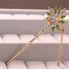 Hairpin Hair Clips,Hair Chopsticks for Women Hairpin Pick Fork Antique Chinese Chopstick pin,1pcs Handmade Enamel Rose Flowers Rhinestone Crystal Hair Sticks Pin Girls Chinese Style Hair Jewelry view 1