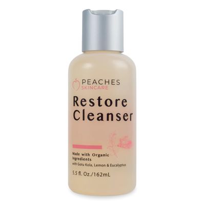 Peaches Skincare Post-Workout Vegan Face Wash with Gotu Kola, Lemongrass, and Eucalyptus  Gentle Daily Face Wash for Sweat and Oil Buildup  Restore Cleanser for All Skin Types 5.5 oz