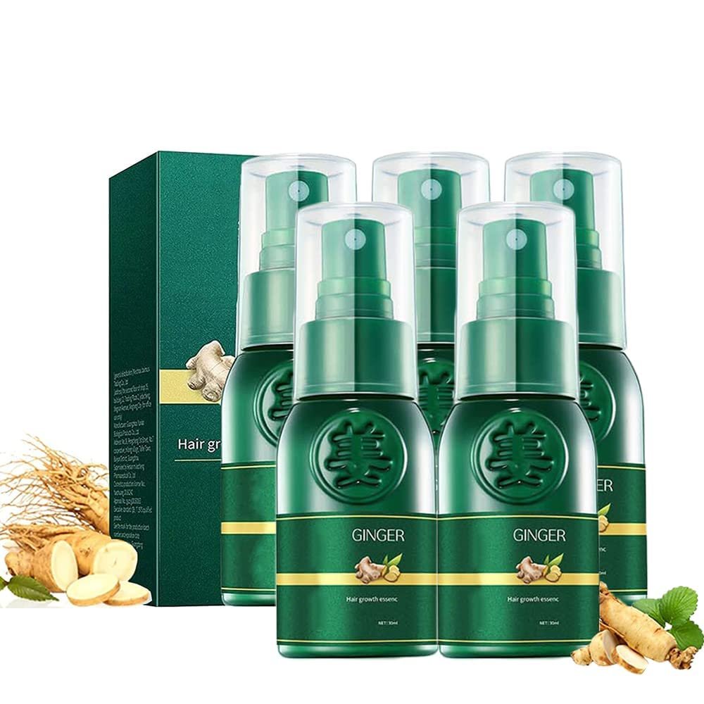 PEEHSS Korean Ginseng Serum Spray, Natural Scent, Clear, Unisex, Adults, Men & Women, Hair Loss, Thinning, Dry Hair, 5 Bottles (30ml Each)