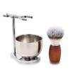 Men's Shaving Brush Set, 3 Pcs Grooming Set of Shaving Brush Stand and Bowl for Wet Shaving view 2