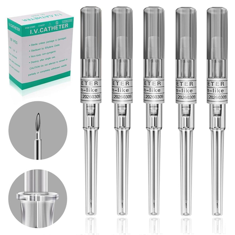Lyuxzad 16G Catheter Piercing 50Pcs IV Catheter Ear Nose Piercing Hollow for Lip Tongue Cartilage Belly Piercing Kit Piercing Tool