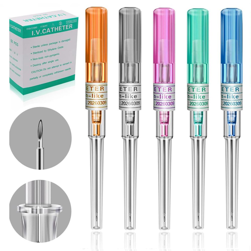 Catheter Piercing - Lyuxzad 50Pcs Mixed IV Catheter 14G 16G 18G 20G 22G Ear Nose Piercing Hollow for Lip Tongue Cartilage Belly Piercing Kit Piercing Tool Piercing Supplies