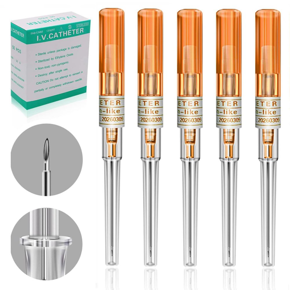 Lyuxzad Catheter Needles - 50Pcs Catheter Piercing Needles 14G IV Catheter Needles Ear Nose Piercing Needles Hollow Needles for Lip Tongue Navel Nipple Cartilage Belly Piercing Kit Piercing Tool