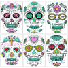 Halloween Day of Dead Face Tattoos, Neon Sugar Skull Tattoo, 6-Sheet Shimmer Designs Glow UV Neon Body Skin Tattoo Stickers for Men Boys Body Art view 2