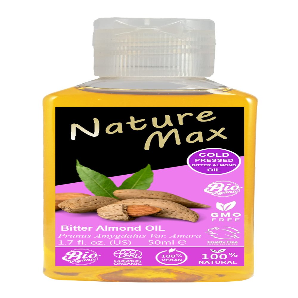 (1Pack = 1.7 oz / 50 ml) Nature Max Bitter Almond Oil Natural Undiluted Pure for Hair Skin Care Skincare Facial Body & Cold Pressed Premium   