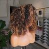 1B27/30 Color Short Bob Loose Curly Human Hair Wig 13X6 HD Transparent Lace Wig Highlight 180% Density Brazilian Human Hair Wigs for Black Women Natural Hairline Wig 8Inch view 2