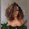 1B27/30 Color Short Bob Loose Curly Human Hair Wig 13X6 HD Transparent Lace Wig Highlight 180% Density Brazilian Human Hair Wigs for Black Women Natural Hairline Wig 8Inch view 3