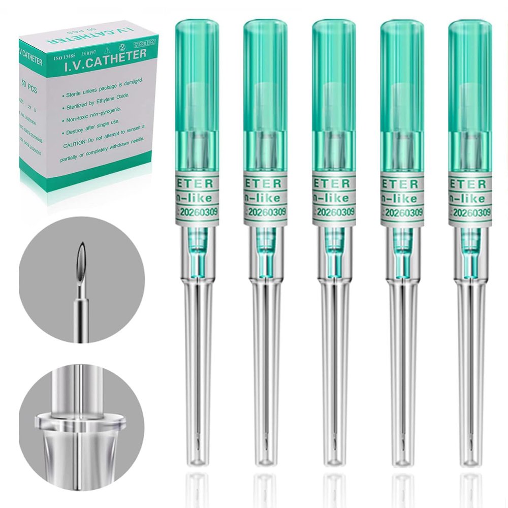 Lyuxzad Catheter Needles - 50Pcs Catheter Piercing Needles 18G IV Catheter Needles Ear Nose Piercing Needles Hollow Needles for Lip Tongue Navel Nipple Cartilage Belly Piercing Kit Piercing Tool