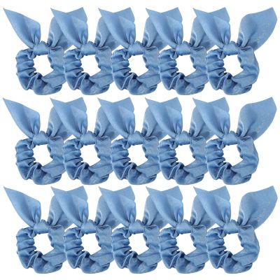 Ondder Hair Scrunchies - 15 Pcs Cute Bow Ribbon Elastic Hair Ties and Ponytail Holders in Blue for Women and Girls
